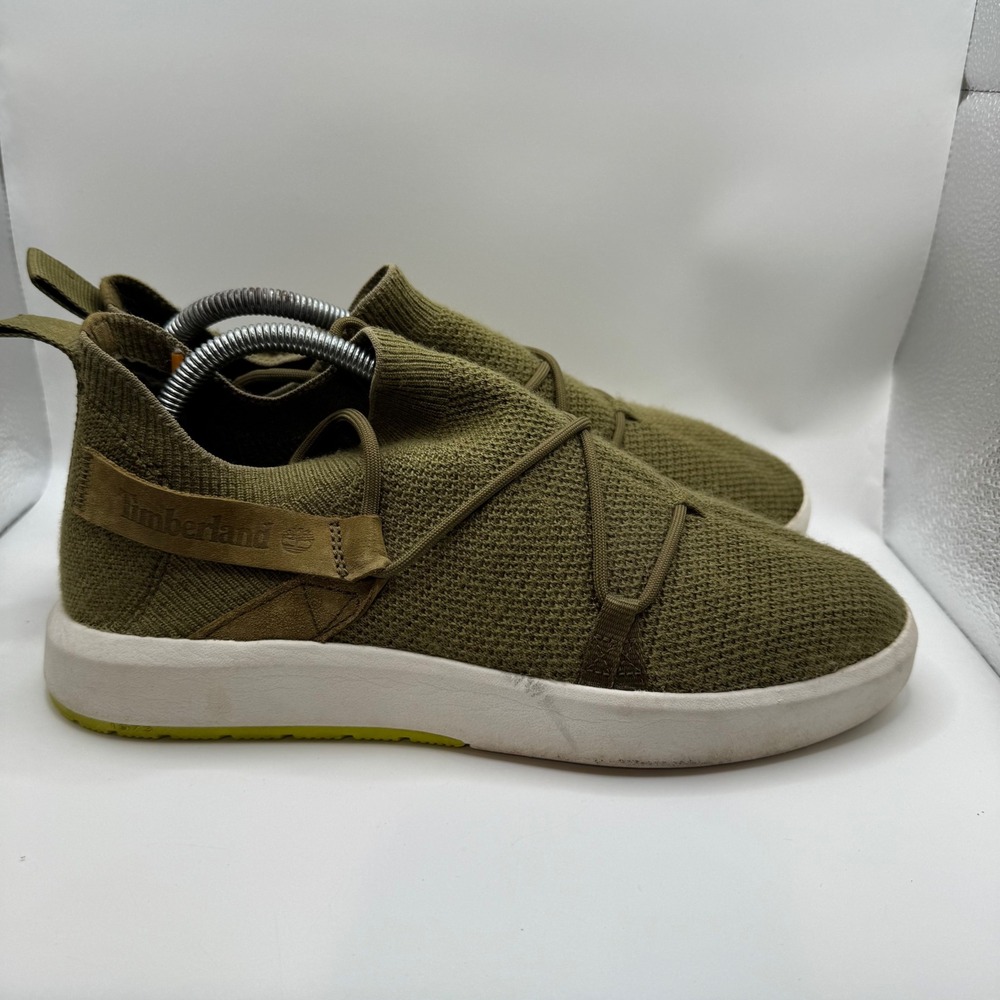 Timberland 8 Sneaker Mens Olive Green Knit Slip On A25YA A5650 Crisscross Laces
